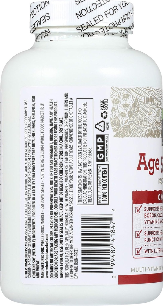 365 by Whole Foods Market, Age 50+ Multi Iron-Free, 180 ct 6