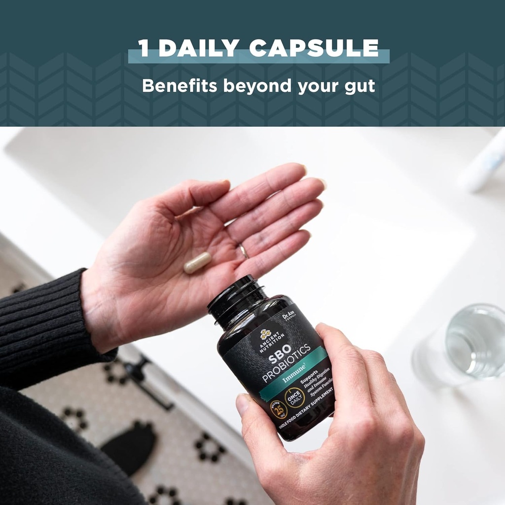 Ancient Nutrition Probiotics for Immune Support, SBO Once Daily Probiotics with Vitamin C and Vitamin D, 30Ct for Healthy Digestion and Immune System Function Support, 25 Billion CFUs* 5