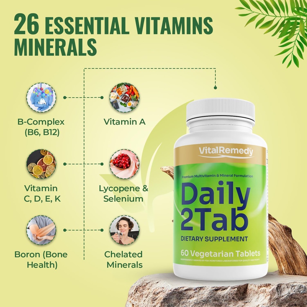 Daily2Tab - All You Need Multivitamin Plus Multimineral Formula. 26 Essential Nutrients for Women and Men, 60 Tablets 3