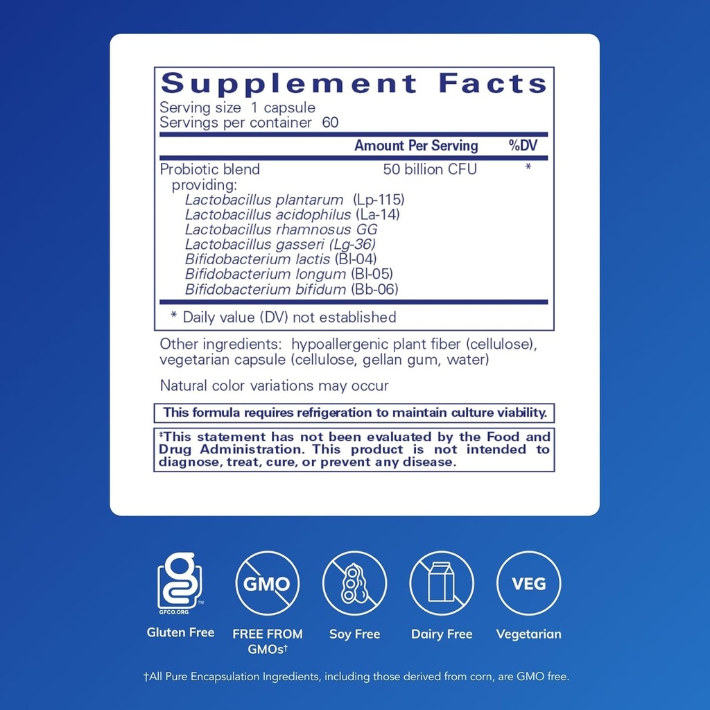 Pure Encapsulations Probiotic 50B - Digestive Health Probiotic - Immune Supplement* - Acid-Resistant Capsules - Gluten Free & Non-GMO - 60 Capsules 3