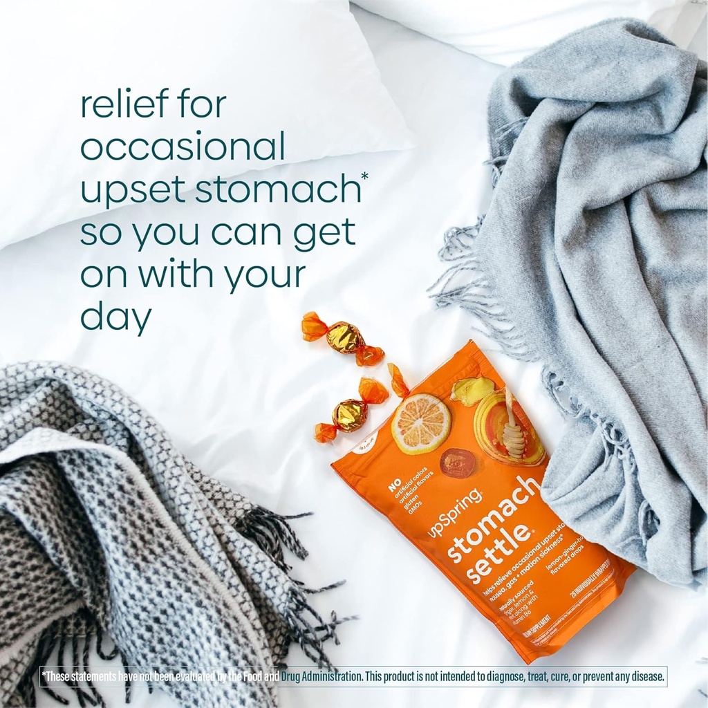 Upspring Stomach Settle Nausea Relief Drops - Fast-Acting Pregnancy Nausea Relief & Morning Sickness Relief with Ginger, Lemon, Spearmint, Honey & B6, Lemon-Ginger-Honey Flavor, 28 Drops 6