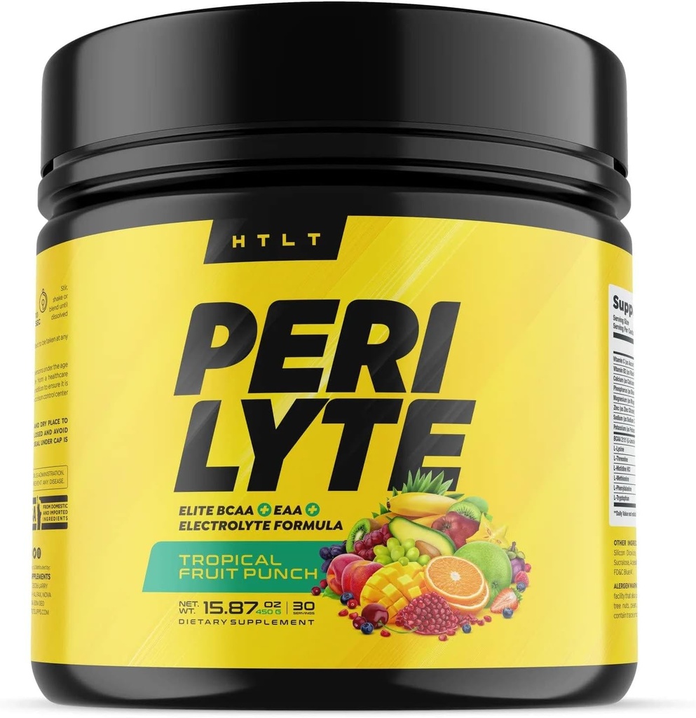 Perilyte by HTLT | Hydrating Electrolyte Drink Mix | Optimal 2:1:1 Ratio BCAA Supplement | Post Workout Recovery Powder with 2750mg of Essential Amino Acids | Muscle Health EAA Supplement 2