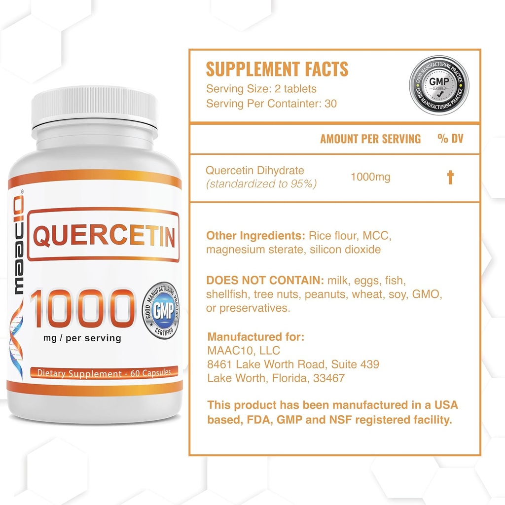 MAAC10 Quercetin 1000mg Serving Immune & Sirtuin Longevity Suppport 3