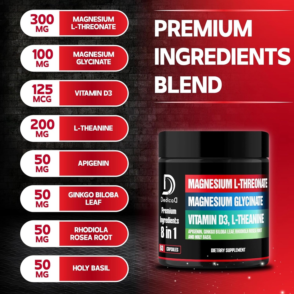 Magnesium L-Threonate Supplement with Lions Mane & Ashwagandha Root - 1000Mg (60 Count (Pack of 1) *) 4