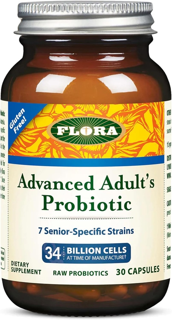 Flora - Advanced Adult's Blend Probiotic, Seven Senior-Specific Strains, Gluten Free, Raw Probiotic with 34 Billion Cells, 30 Capsules 2