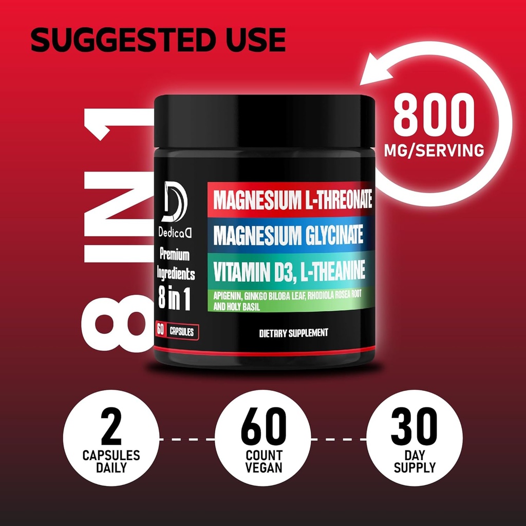 Magnesium L-Threonate Supplement with Lions Mane & Ashwagandha Root - 1000Mg (60 Count (Pack of 1) *) 6