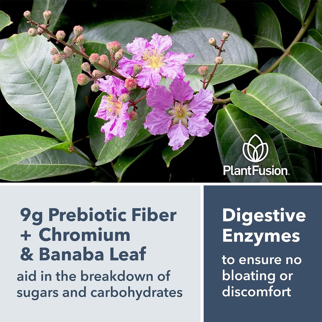 PlantFusion Complete Lean Plant Based Protein Powder - Prebiotic Fiber, Superfoods & Digestive Enzymes - Vegan, Gluten Free, Soy Free, Non-GMO - Vanilla 1.85 lb 6