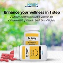 NAVEH PHARMA Be Happy Saffron Supplements for Adults – Stress-Relief, Focus Gummies with Saffron Extract, Vitamin D, and Vitamin B12 – Great-Tasting, Sugar-Free Mood Support Supplement, 60 Ct. 3