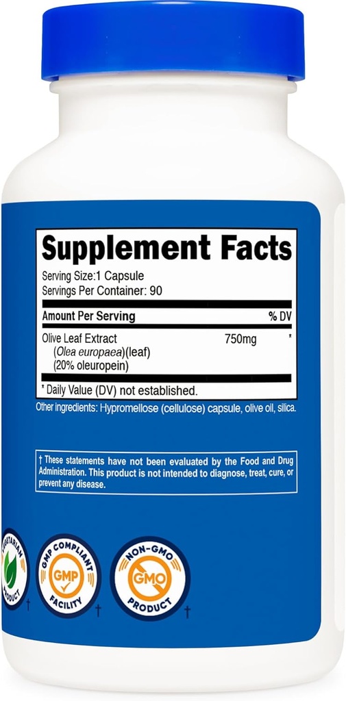Nutricost Olive Leaf Extract (20% Oleuropein) 750 MG, 90 Capsules - Non-GMO, Gluten Free 6