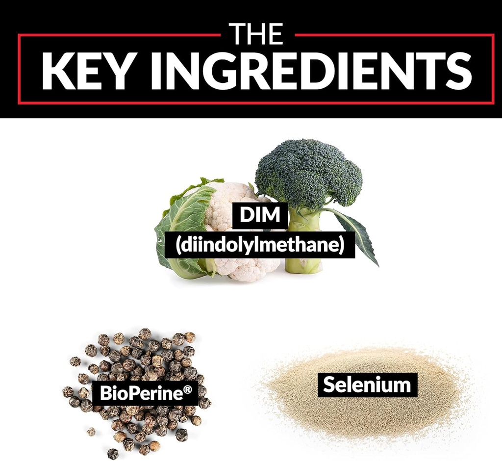 FORCE FACTOR DIM, 3-Pack, Pills to Decrease Estrogen in Men, Diindolylmethane Supplement with Key Natural Ingredients and Superior Absorption, Diindolylmethane 300mg, Works Fast, 90 Capsules 5