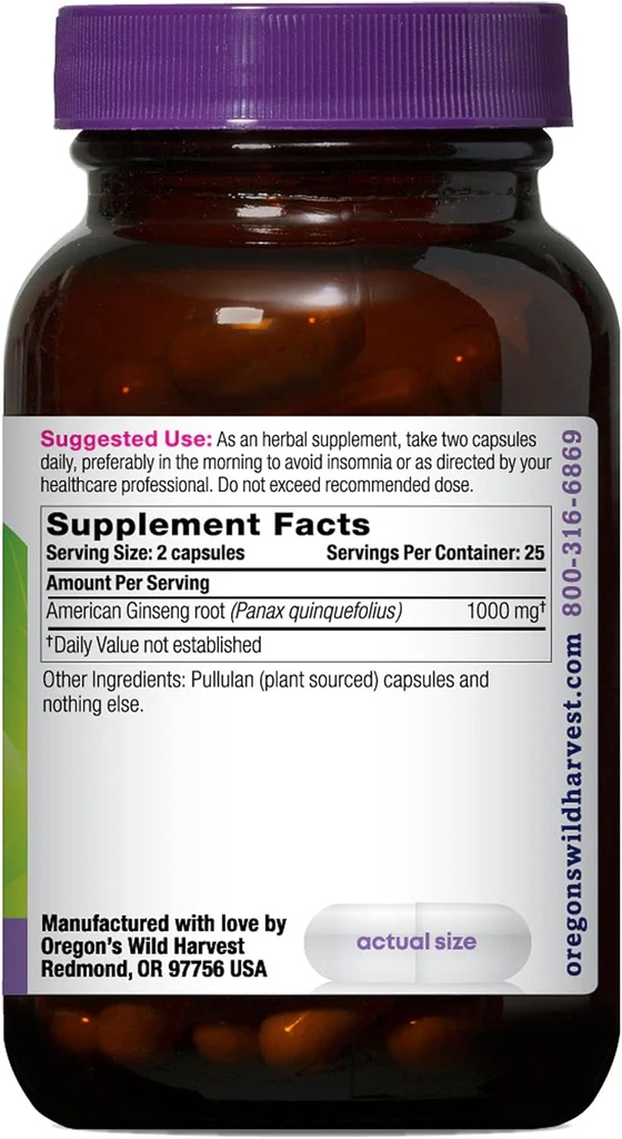 Oregon's Wild Harvest Non-GMO American Ginseng Capsules, 50 Count 3