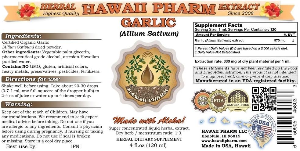 Hawaii Pharm Garlic (Allium sativum) Liquid Extract 4 Oz 3