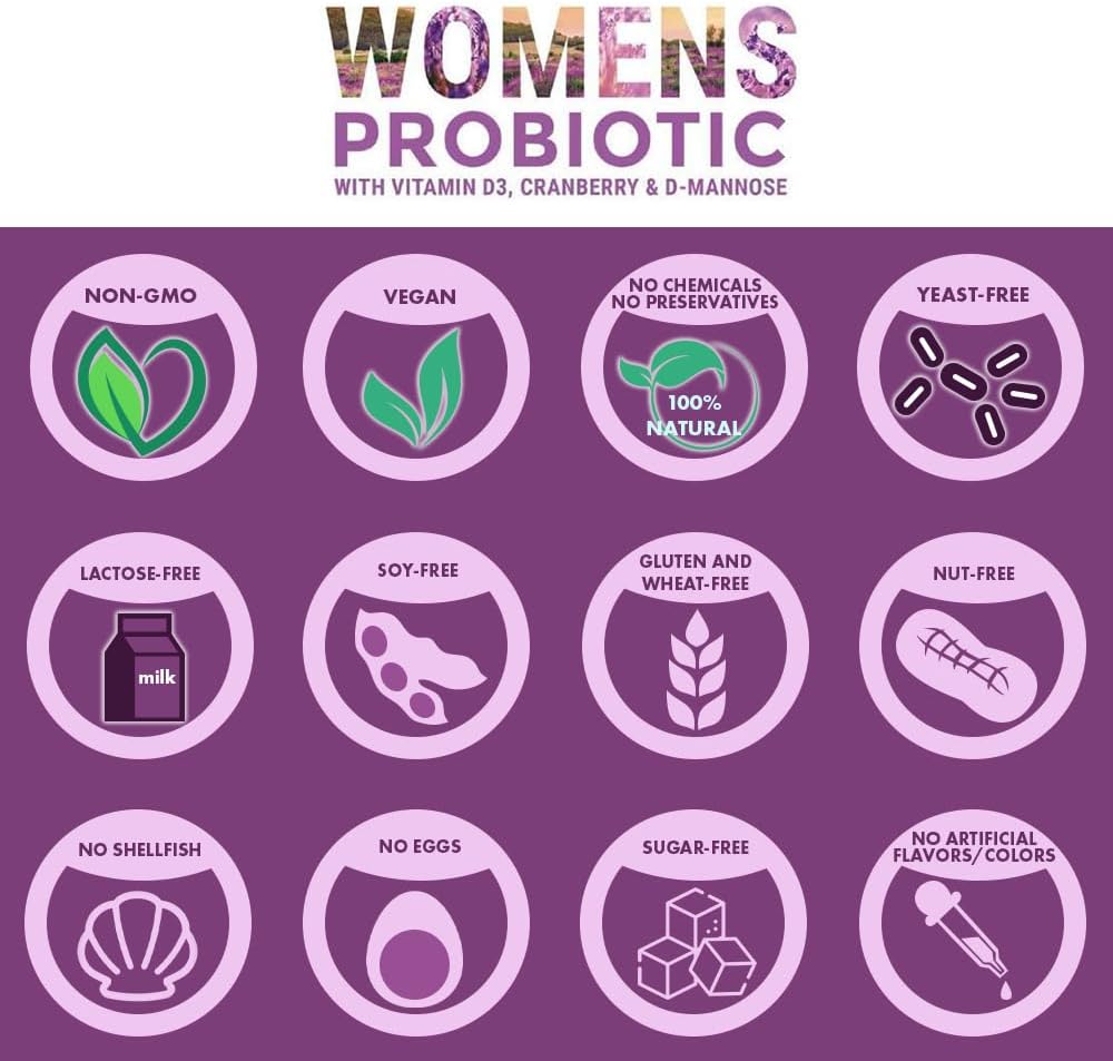 Probiotics for Women - Supports Digestive & Vaginal Health with D3, Prebiotics & Cranberry - Defends Against UTI & Yeast - 15x More Effective Than Regular Capsules (60 Count) 5