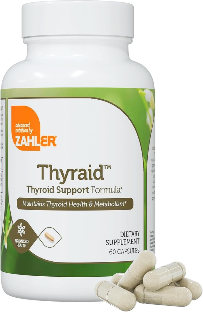 Zahler Thyraid - Thyroid Support Complex with Iodine, Zinc, L-Tyrosine, Ashwagandha, Forskholii - Pure Thyroid Support for Women and Men - Kosher Gluten Free Non-GMO Thyroid Supplement (60 Capsules) 2