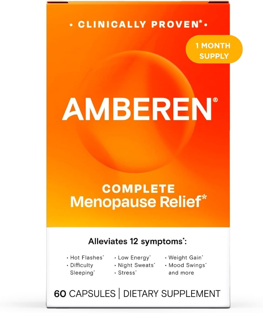 Amberen Menopause Supplement for Women, 60 Capsules, Clinically Proven, Helps Support Hormone Balance, Helps Relieve 12 Menopause Symptoms: Hot Flashes, Night Sweats, Mood Swings and More 2