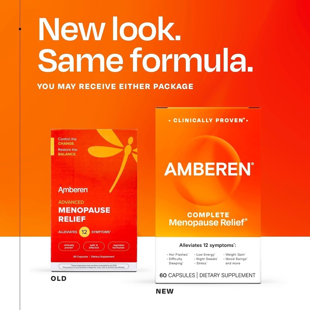 Amberen Menopause Supplement for Women, 60 Capsules, Clinically Proven, Helps Support Hormone Balance, Helps Relieve 12 Menopause Symptoms: Hot Flashes, Night Sweats, Mood Swings and More 3