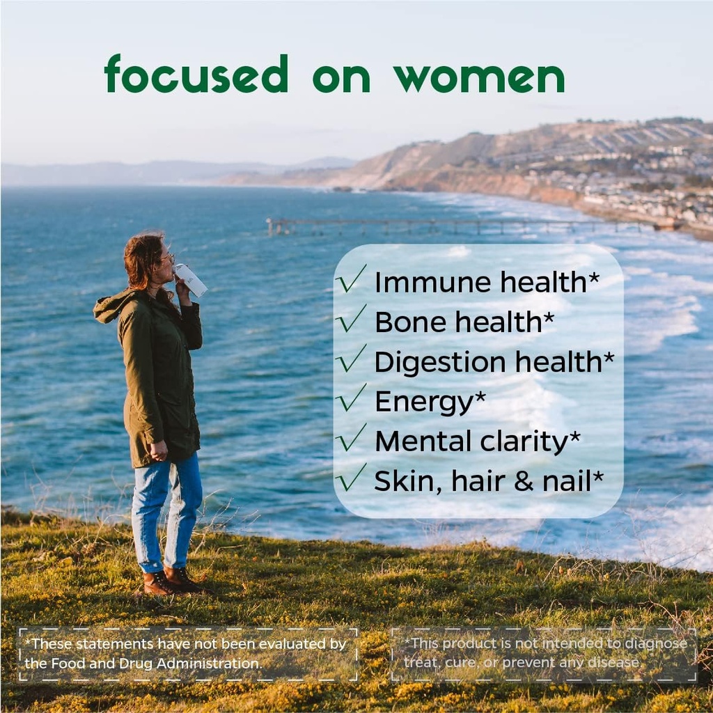 Zenkgo Women's Vitamins + Probiotics 25B CFU + Organic Whole Foods, Supports Immunity, Digestion, Energy, Daily Vitamins A, E, B6, B12, Vegan D3, K2 (MK-7), Folate, Minerals, Superfoods(60Ct/30Day) 4