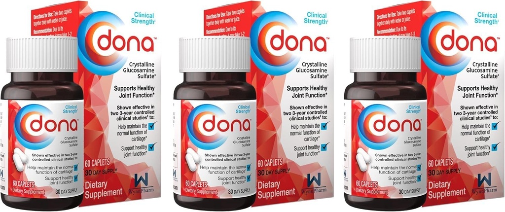 DONA Crystalline Glucosamine Sulfate 60 caplets (3 Pack)F 2