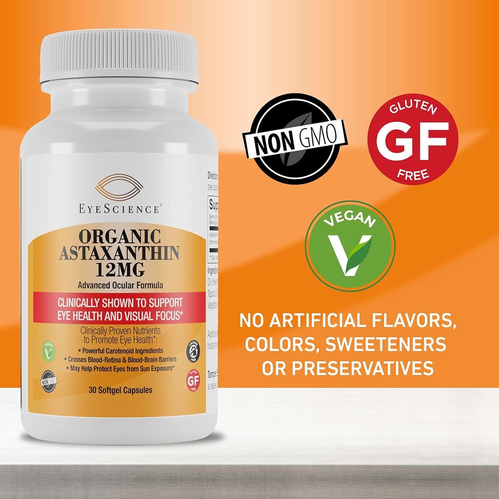 EyeScience Astaxanthin 12mg, Non-GMO, Gluten Free, 30-Count 5
