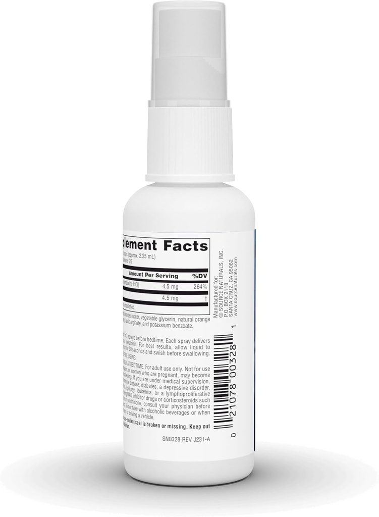 Source Naturals Melatonin - NutraSpray -Orange Flavored - 1.5 mg - 2 Fluid oz 5