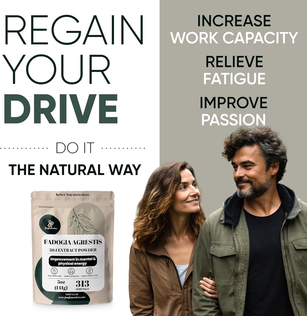 Jungle Powders Fadogia Agrestis Extract for Men 50:1 Concentration 313 Servings - 5 Ounces of Pure Nigerian Fadogia Supplement Traditional Mens Health Support for Drive & Passion Contains Maltodextrin 4