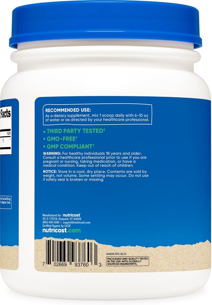 Nutricost Organic Wheatgrass Powder 1 LB - Non-GMO Superfood 5