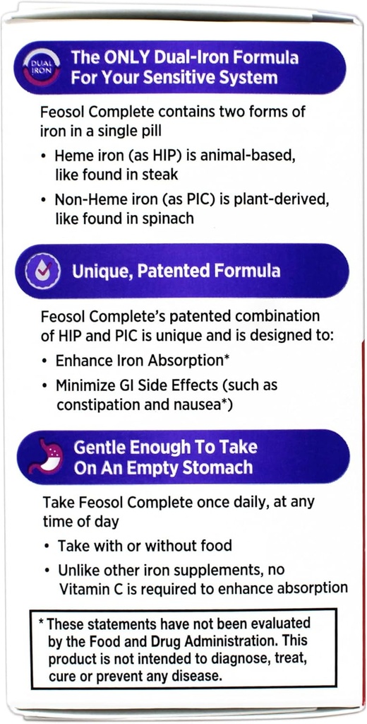 Feosol Bifera Hip & PIC Iron Supplement, Complete - 30 Caplets, Pack of 2 6