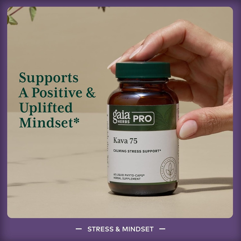 Gaia Herbs PRO Kava 75 - Stress Support Supplement - Aids a Sense of Calm & Relaxation - 60 Liquid Phyto-Caps 4