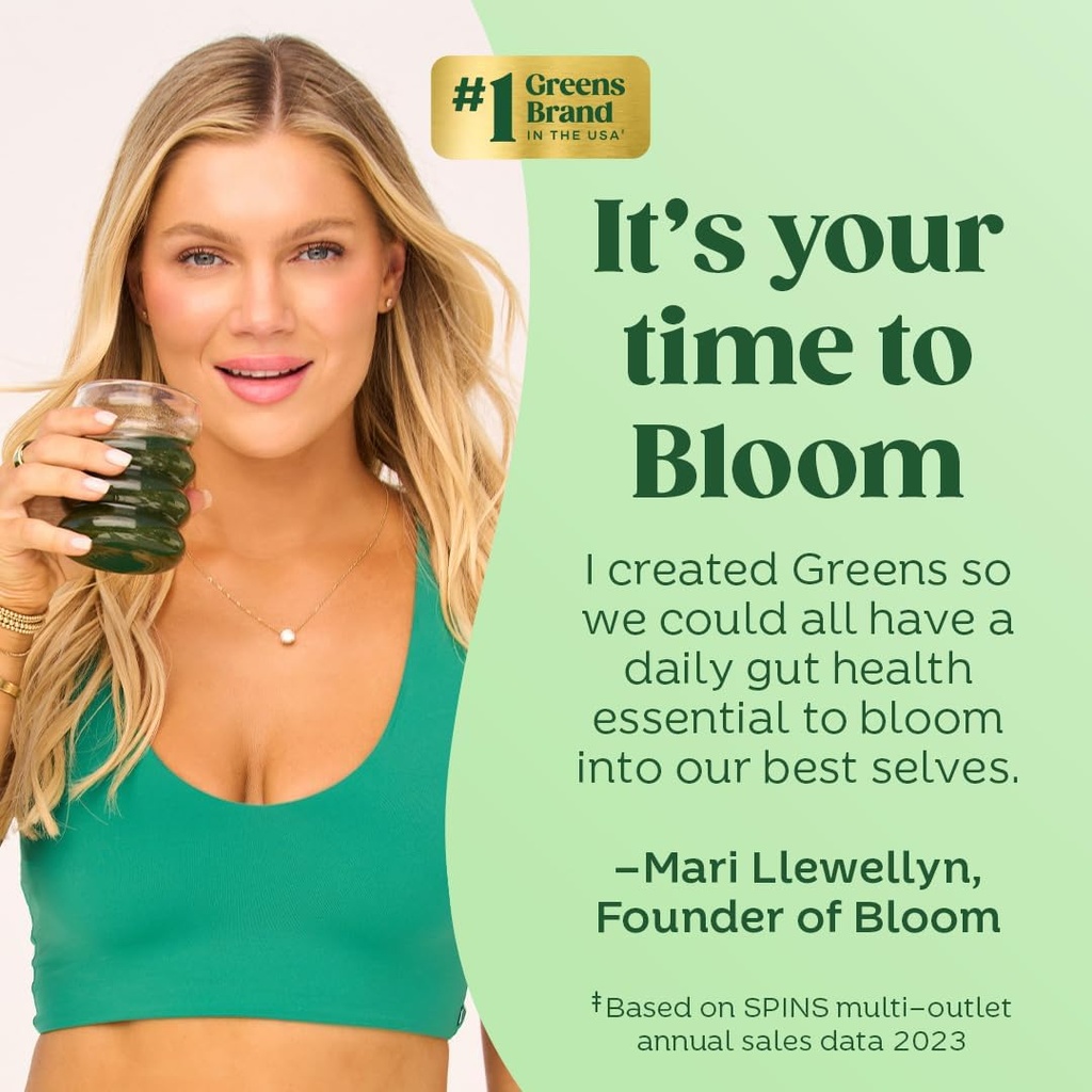 Bloom Nutrition Superfood Greens Powder, Digestive Enzymes with Probiotics and Prebiotics, Gut Health, Bloating Relief for Women, Chlorella, Green Juice Mix with Beet Root Powder, 30 SVG, Original 6