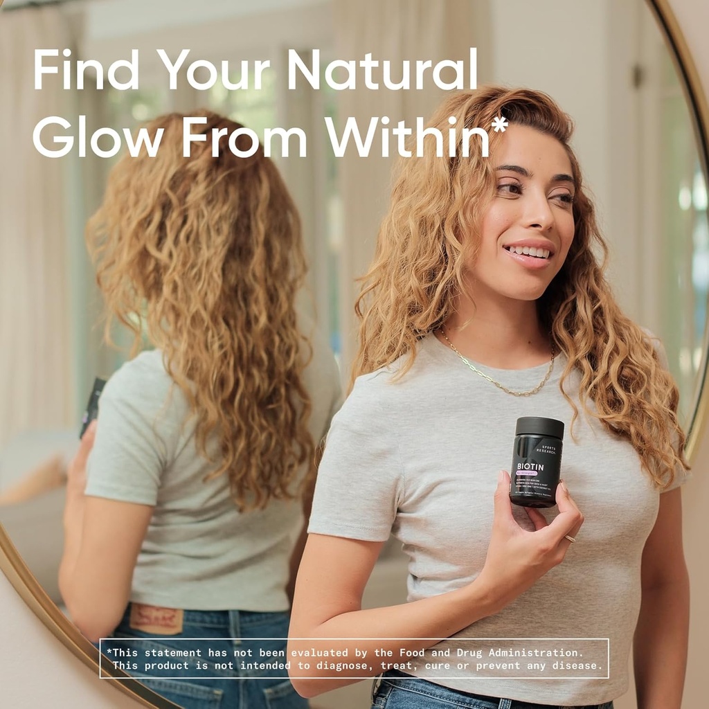 Sports Research Vegan Biotin 10,000mcg with Coconut Oil Max Strength Vitamin B7 120 Softgels (4 Month Supply) and Double Strength L-Theanine Supplement for Focus, Relaxation & Alertness 200mg 60 Count 4