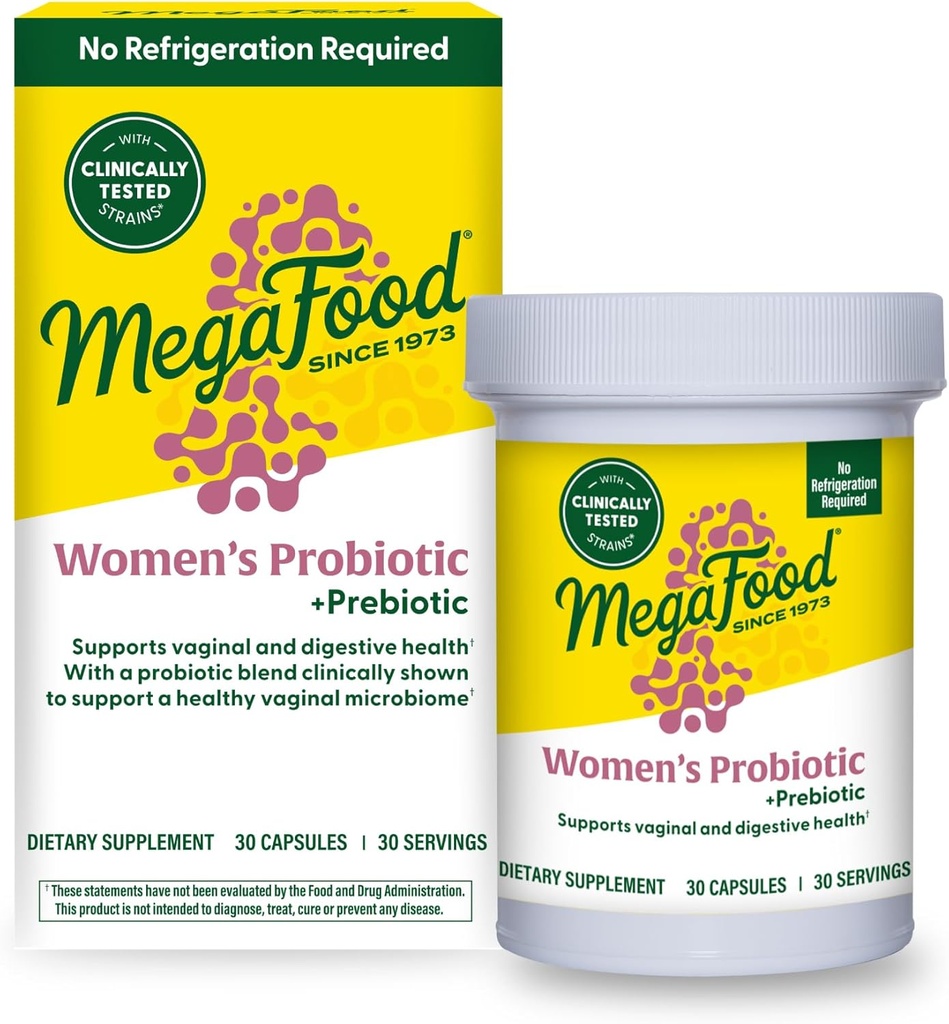 MegaFood Womens Probiotic + Prebiotic - Gluten-Free Prebiotics and Probiotics for Women, Supports Digestive Health & Regularity, Vaginal Probiotics for Healthy pH Levels, Vegetarian - 30 Capsules 2