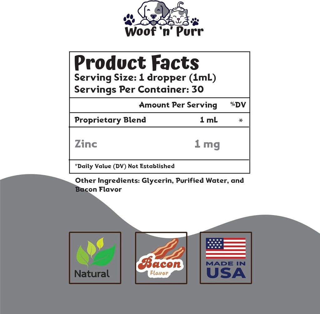 Zinc for Dogs - Dog Zinc Supplement - Helps to Support Healthy Skin, Coat, Immune Health & More - Dog Zinc - Dog Skin and Coat Supplement - Skin and Coat Supplement for Dogs - 1 fl oz - Bacon Flavor 3