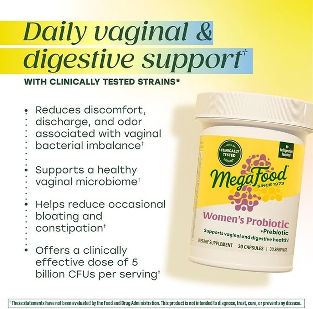 MegaFood Womens Probiotic + Prebiotic - Gluten-Free Prebiotics and Probiotics for Women, Supports Digestive Health & Regularity, Vaginal Probiotics for Healthy pH Levels, Vegetarian - 30 Capsules 4