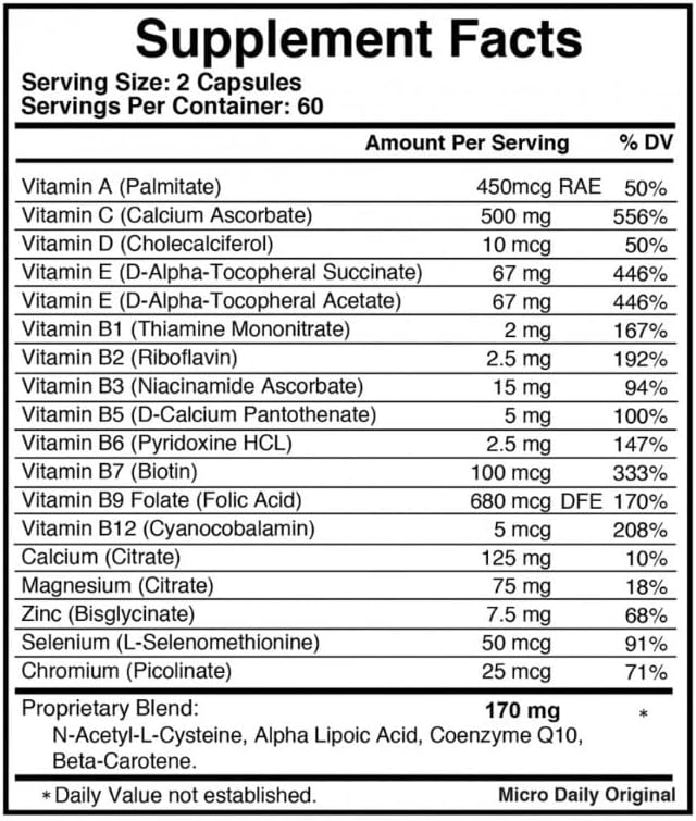 Supplement; 1 Month Supply. MMF Maximum Micronutrient Formula (Capsule in Bottle) 3
