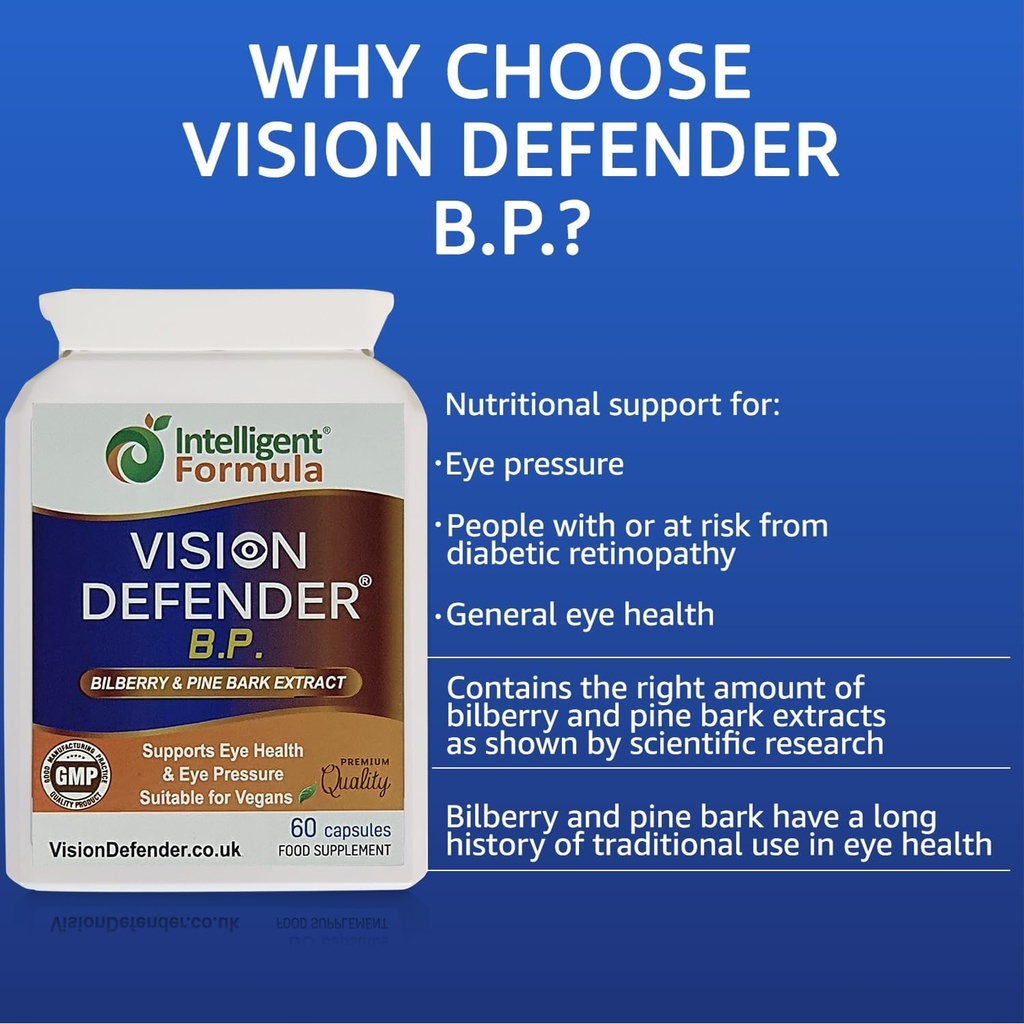Vision Defender BP Eye Supplement: Bilberry and Pine Bark Extracts for Eye Pressure and Eye Health Support (60 Vegan Capsules) 3