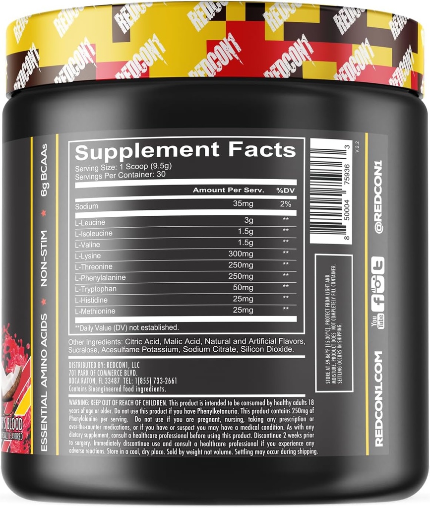 REDCON1 Grunt EAAs, Tiger's Blood - Sugar Free, Keto Friendly Essential Amino Acids Powder - Post Workout Powder Containing 9 Amino Acids to Help Train, Recover, Repeat (30 Servings) 3