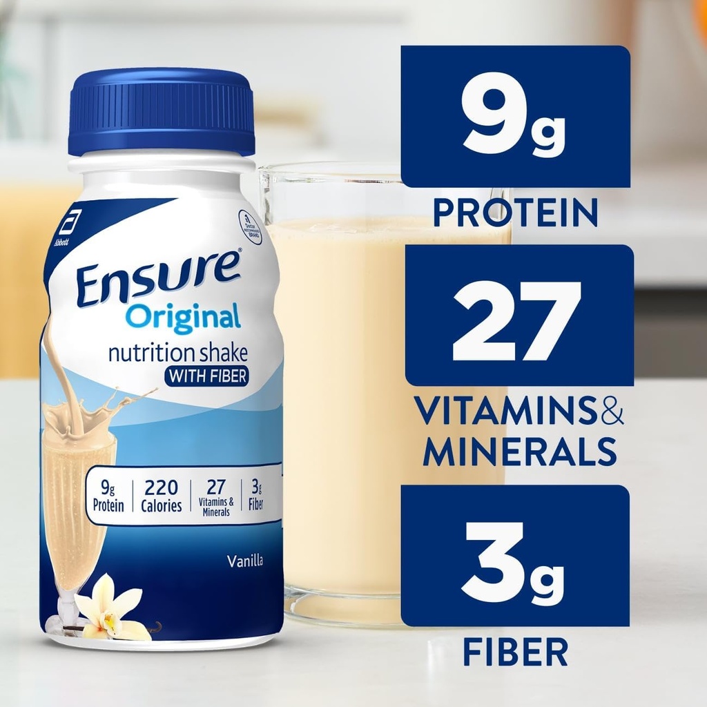 Ensure Original Vanilla Nutrition Shake with Fiber| Meal Replacement Shake | Ready To Drink | 9g Protein, 27 Vitamins and Minerals | 8 fl oz - 24 Pack 4