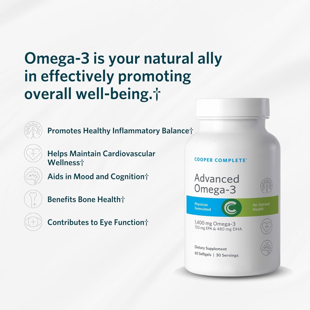 Cooper Complete - Advanced Omega 3 - Fish Oil Supplement, Concentrated EPA + DHA Omega-3 Fatty Acids 1400 mg - 30 Day Supply 5