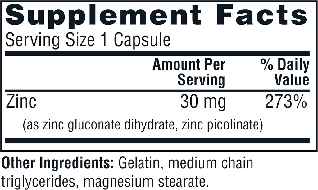 Twinlab Zinc Caps - Immune Support Supplement - Zinc Picolinate & Gluconate - Supplement for Immune Defense, Healthy Skin, DNA Synthesis, Metabolism and Growth - 30mg, 100 Caps - 2 Pack 3