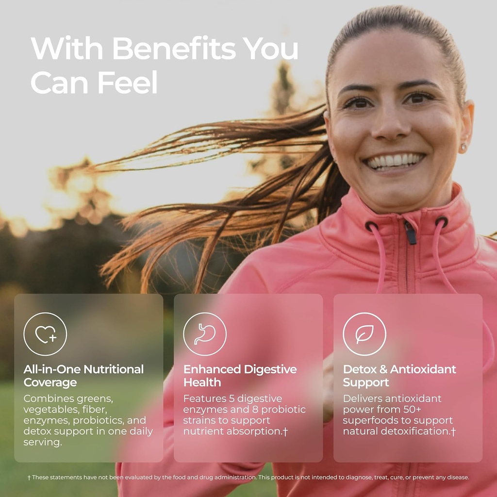 Livingood Daily Greens & Superfood Powder, Super Greens for Gut Health, Green Juice Powder with Spirulina, Chlorella, and Digestive Enzymes, Probiotics for Digestive Support, Chocolate, 30 Servings 6