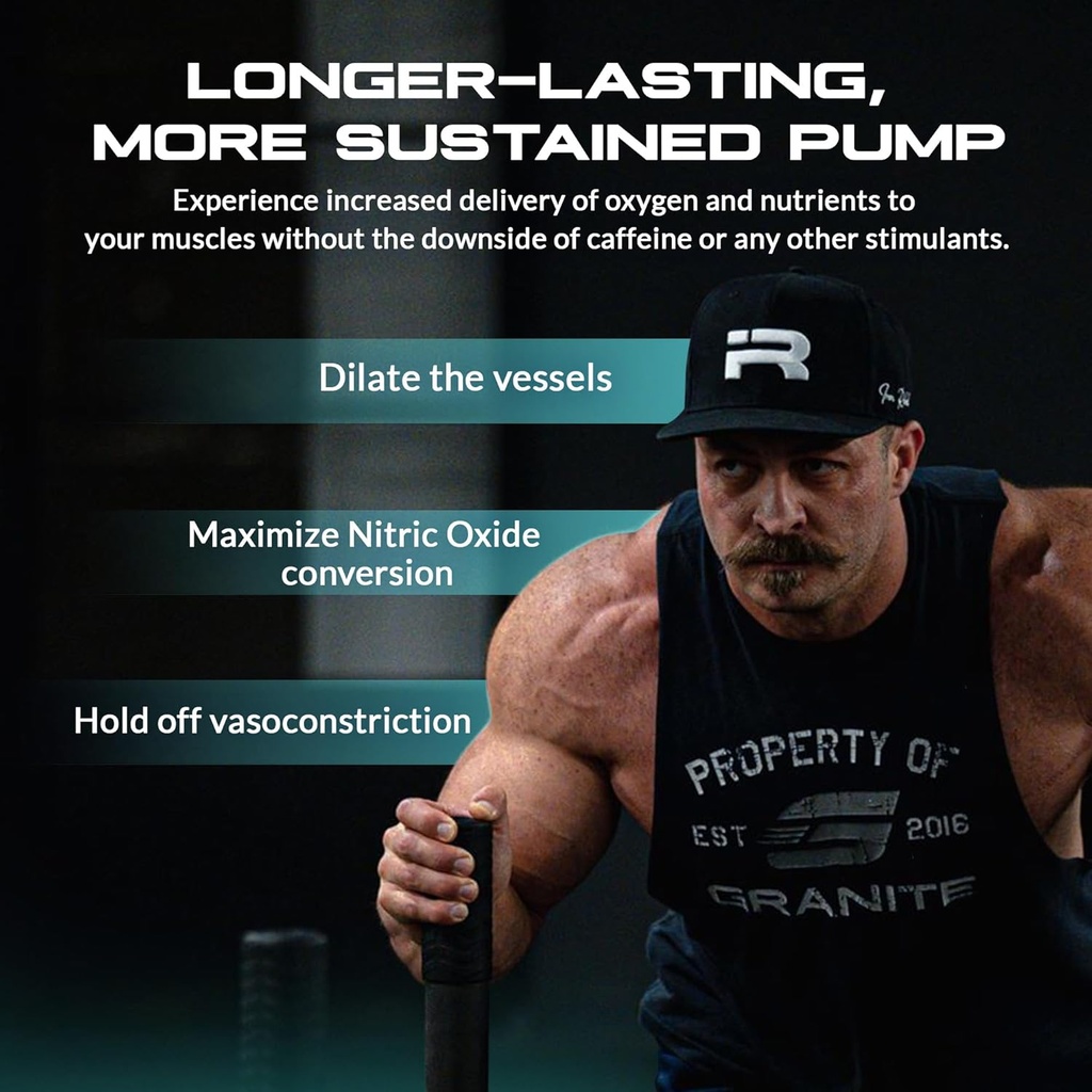 Granite Nutrition Vaso Blast Stim-Free Pre Workout - Non-Stim Nitric Oxide Support for Pump, Physique, and Muscle Capacity - Blood Orange (290g) 5