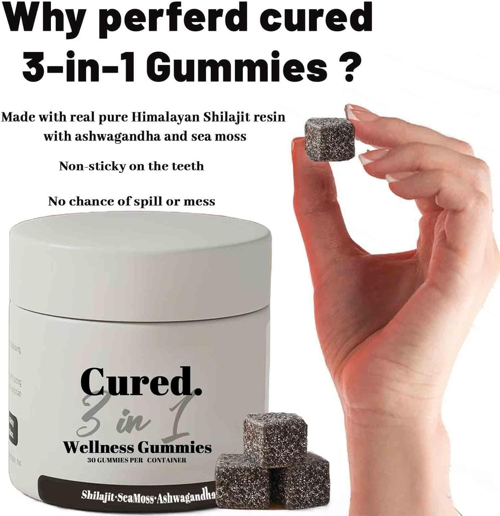 Cured 3 in 1 Gummies, 3 in 1 Shilajit Gummies for Men, Shilajit Gummies for Men, Pure Shilajit Gummies for Men, 30 Day Supply Per Bottle 5