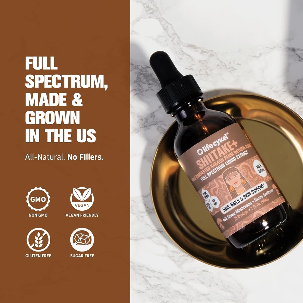 LIFE CYKEL AM Bundle- Energy Support, Immune System Support, Hair Skin & Nails Health- 100% Organic Mushrooms- Cordyceps Turkey Tail & Shiitake w/ Kakadu Plum, Made in the US, Non-GMO - 3 ct(2oz each) 5