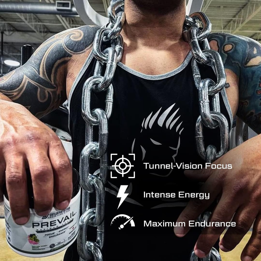 Prevail Pre Workout Powder with Nootropics: Pre-Workout Drink for Men and Women, Cutting Edge Energy and Focus Supplement with L Citrulline, Alpha GPC, L Tyrosine | Sour Rainbow Candy, 40 Scoops 6