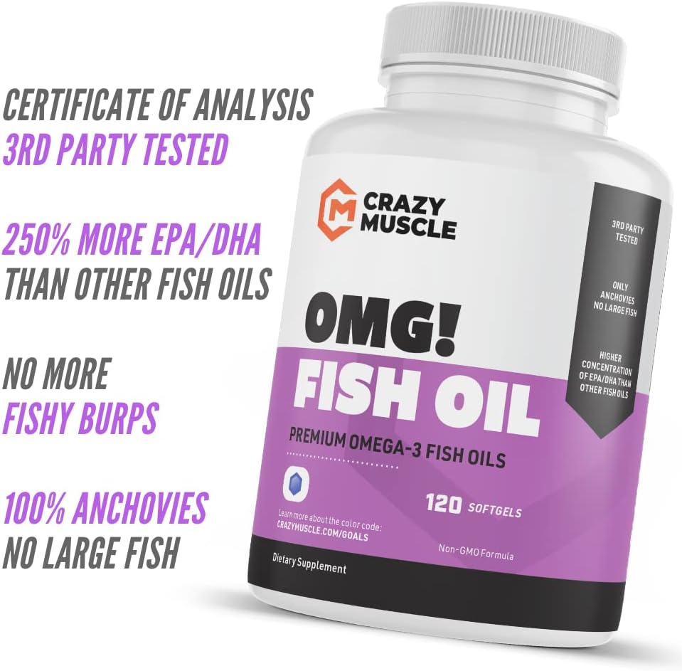 Premium Omega-3 Fish Oil from Pure Anchovies, 120 Softgels - Potent 1000mg Omega-3, Burpless Formula - Supports Brain and Heart Health - Non-GMO with 250% More EPA & DHA - 120 Servings 5
