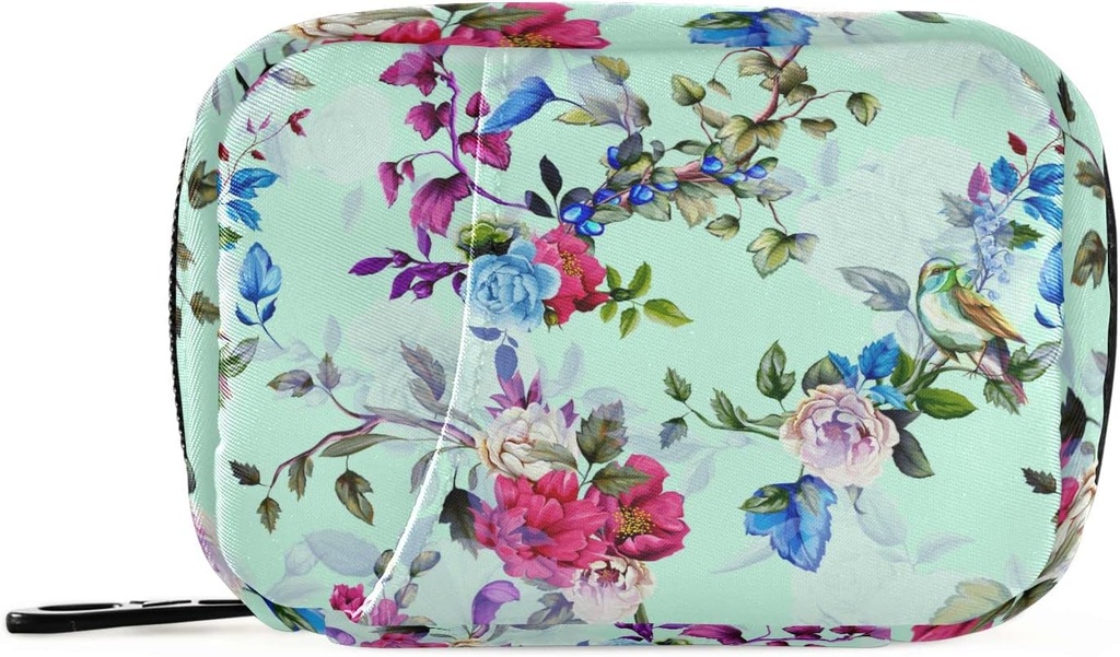 Watercolor Tropical Flower Pill Box 7 Day Pill Case Bag Travel Pill Organizer Bag with Zipper Portable Weekly Case Compact Size for Vitamin Supplement Holder 2