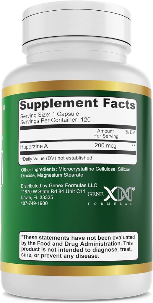Genex Formulas Huperzine A 200mcg (120 Capsules) | Nootropic Supports Memory, Focus, and Cognitive Health - Non-GMO, Gluten Free, Vegetarian 4