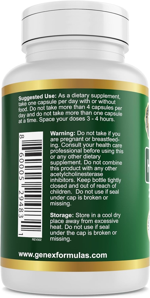 Genex Formulas Huperzine A 200mcg (120 Capsules) | Nootropic Supports Memory, Focus, and Cognitive Health - Non-GMO, Gluten Free, Vegetarian 5