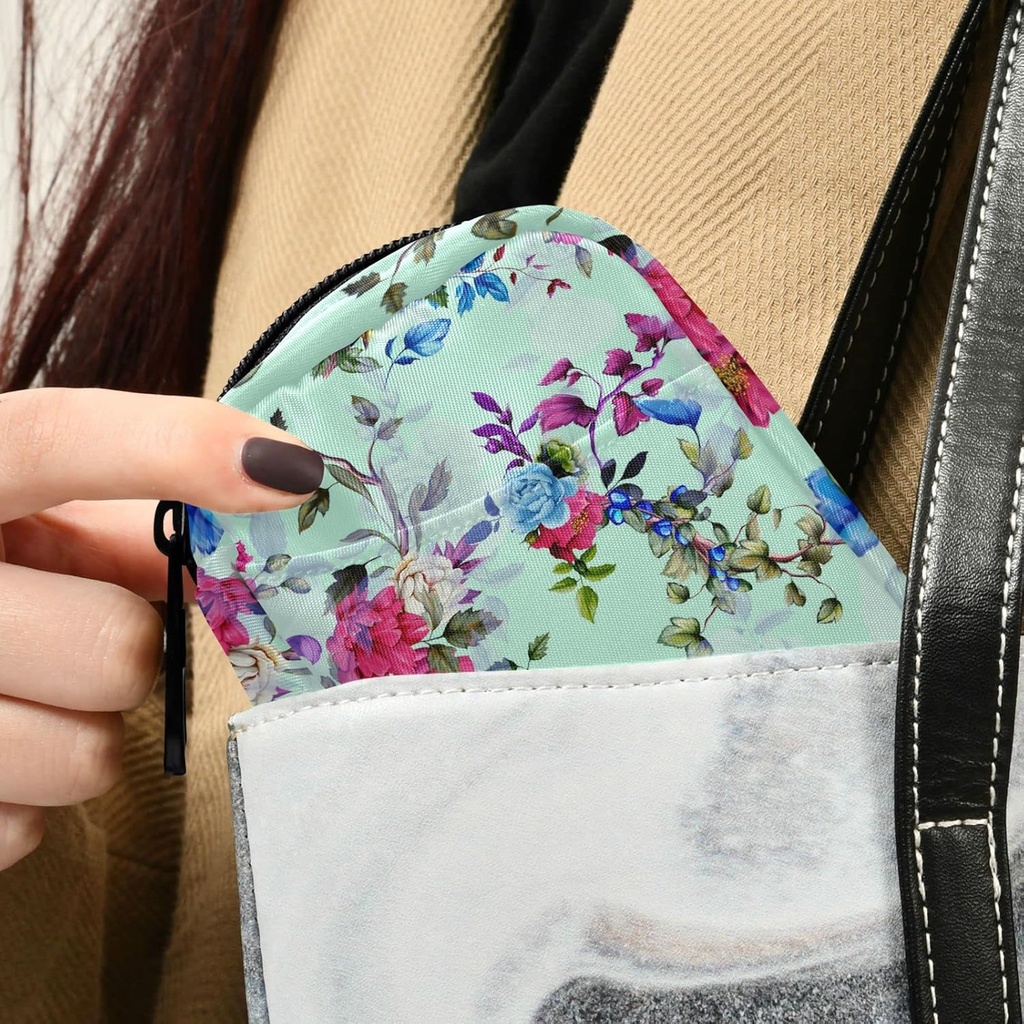 Watercolor Tropical Flower Pill Box 7 Day Pill Case Bag Travel Pill Organizer Bag with Zipper Portable Weekly Case Compact Size for Vitamin Supplement Holder 6