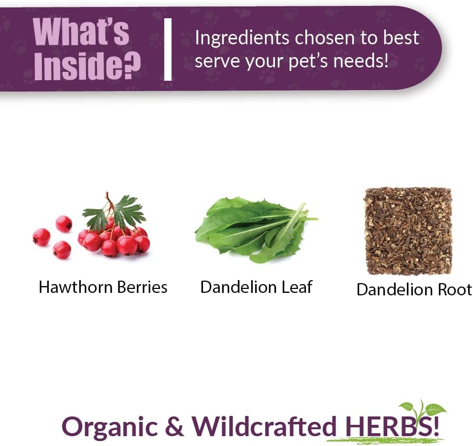 Amber NaturalZ Hawthorn & Dandelion Herbal Supplement for Dogs, Cats, Birds, Rabbits, and Guinea Pigs | Supports Heart Health, Circulation, and Fluid Balance | Natural Cardiovascular Care 4